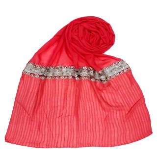 Designer lace crush stole - Strawberry Pink